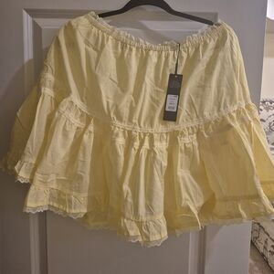 Fashion Nova Butter Yellow Tiered Skirt